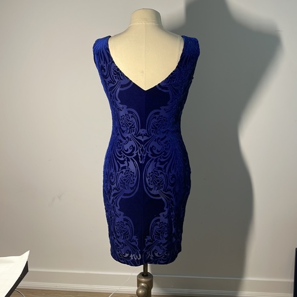 NEW BLUE VELVET DRESS - Picture 3 of 5